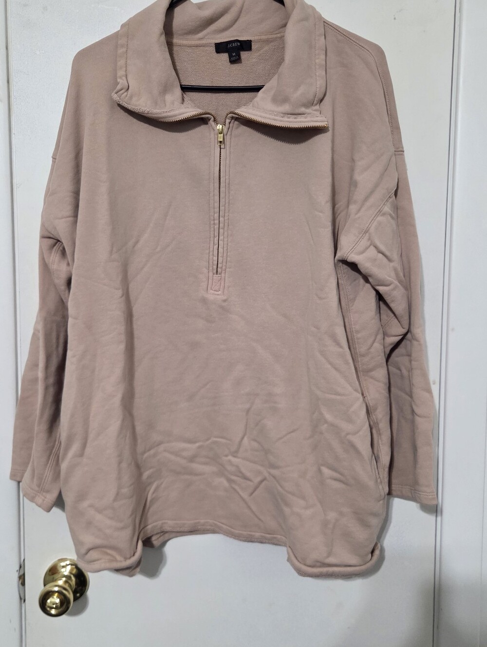 J.Crew Women’s Blush Pink Half-Zip Pullover Sweatshirt – Size M